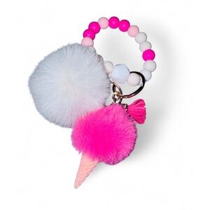 Pretty In Pink Womens Silicone Beaded Keychain